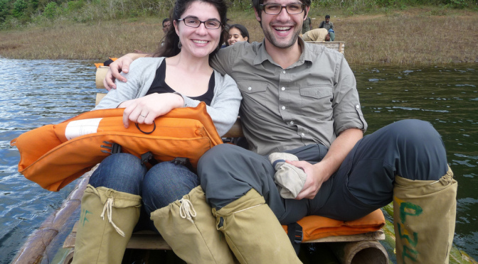 Julie and Sam on a raft